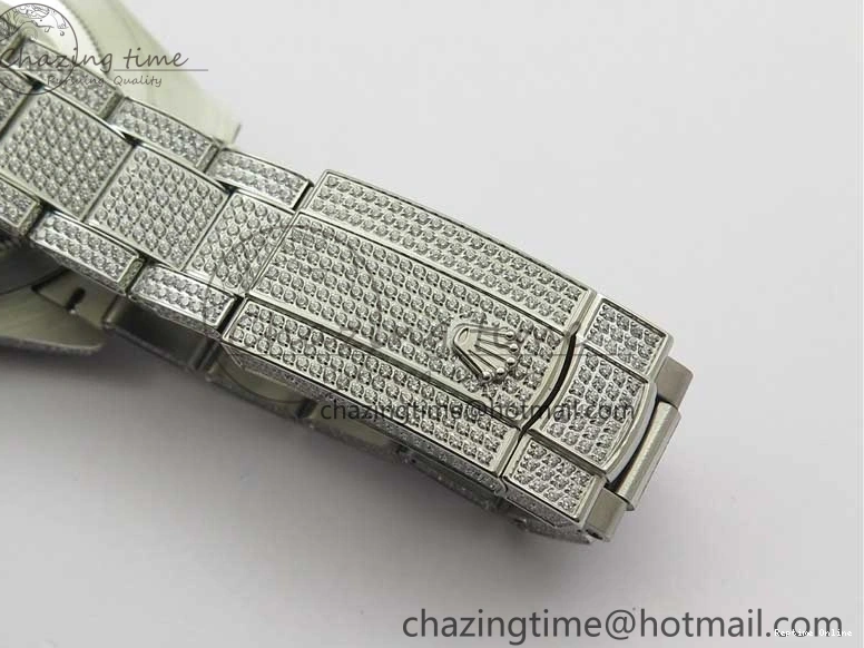 0224 Practical DateJust 41 126334 904 Full Paved Diamonds BP Maker Best Edition Silver Dial on Oyster Bracelet A 2542